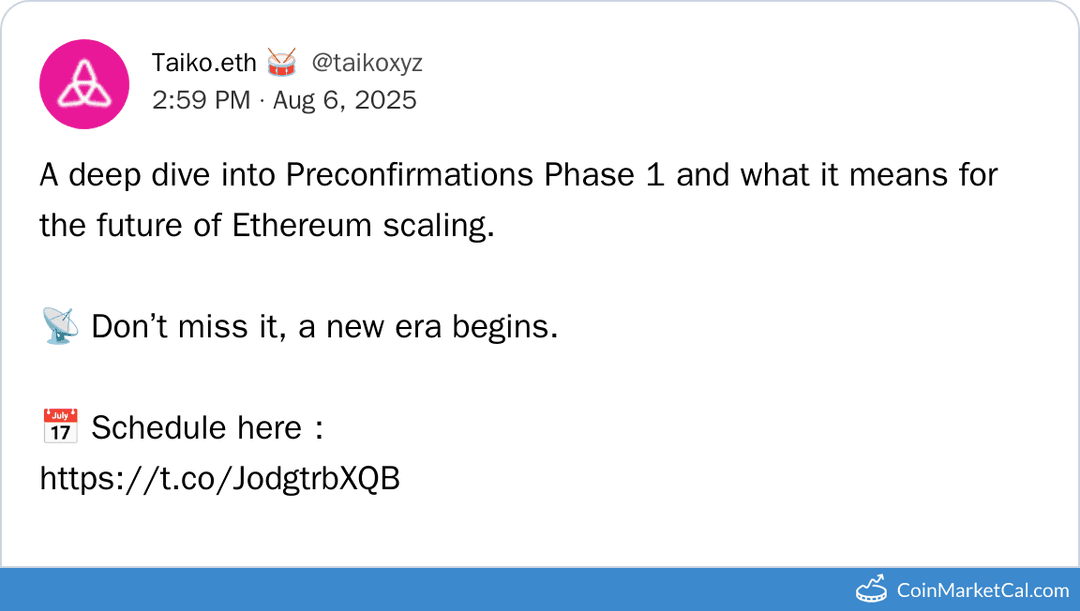 Taiko Livestream: Preconfirmations Phase 1 Launch