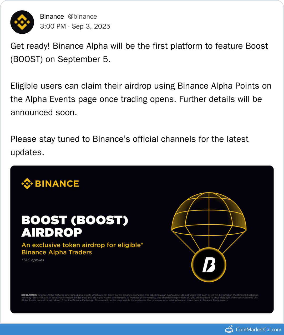 Boost (BOOST) Airdrop Binance Alpha Listing