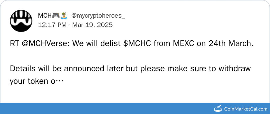 MCHverse (MCHC) MEXC Delisting
