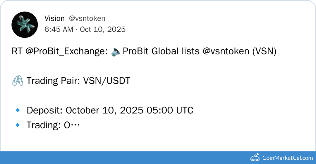 ProBit Global Vision (VSN) Listing