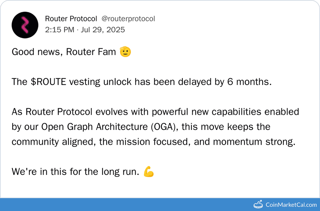 Router Protocol Vesting Unlock Delayed