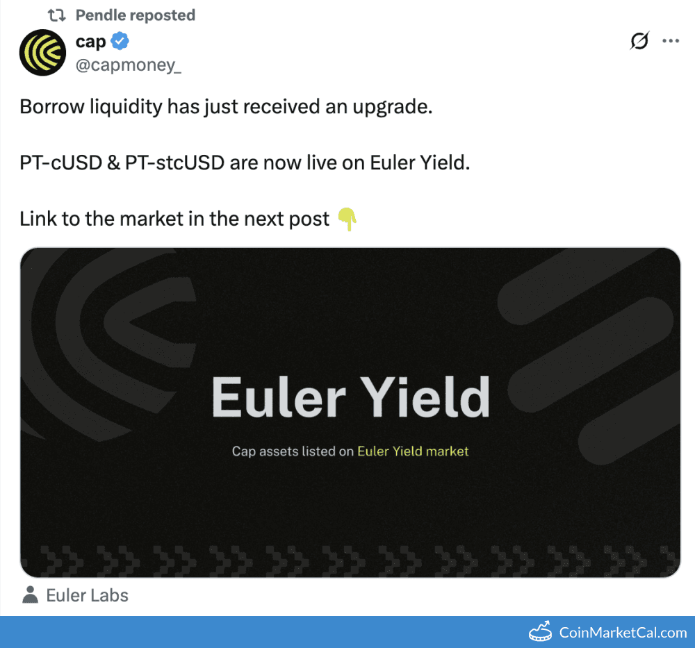 Pendle Finance PT-cUSD & PT-stcUSD Support on Euler Yield