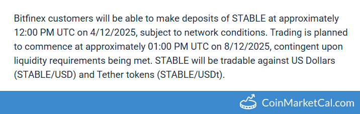 Bitfinex Listing of Stable Token