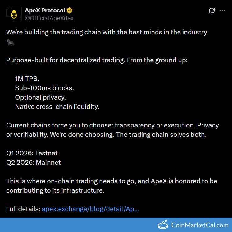 ApeX Trading Chain Mainnet Launch